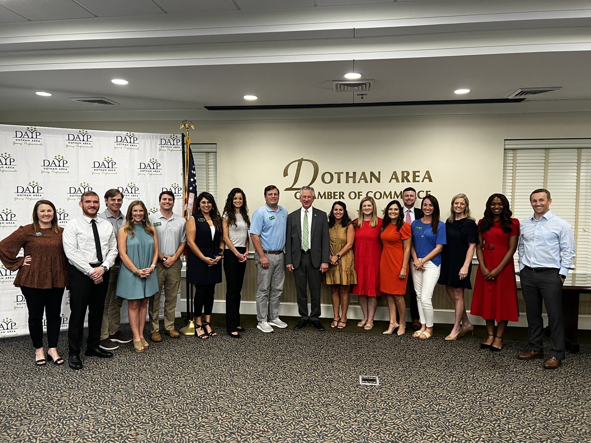 DothanAreaChamb's tweet photo. A big thanks to Senator Tommy Tuberville for sitting down last Thursday with our DAYP Board members and 20 under 40 finalists and answering their questions! The DAYP members appreciated the time he took out of his busy schedule. #DAYP #SenatorTuberville #DothanChamber https://t.co/Fssw2zOS8I