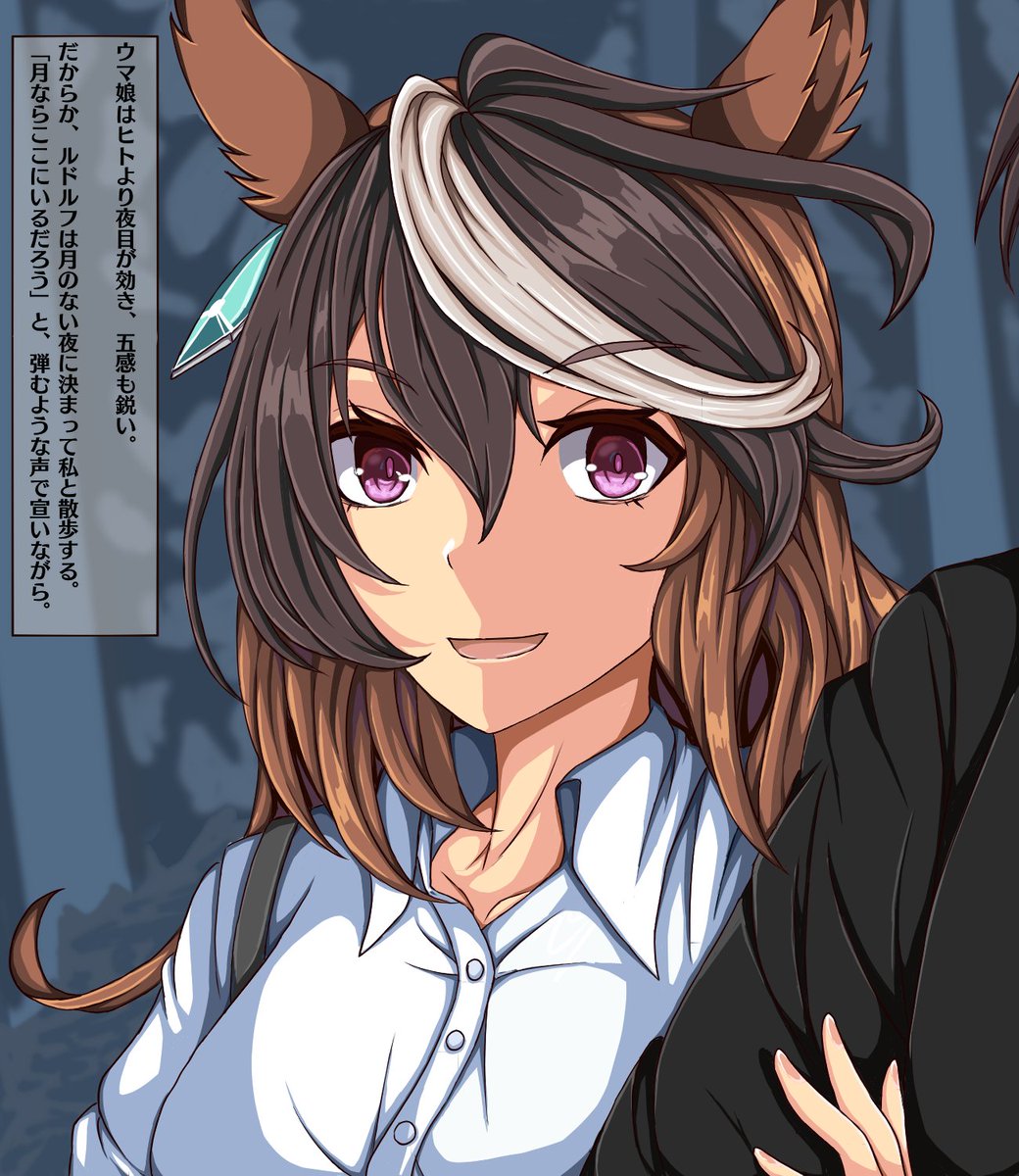 symboli rudolf (umamusume) animal ears horse ears single earring earrings brown hair purple eyes 1girl  illustration images