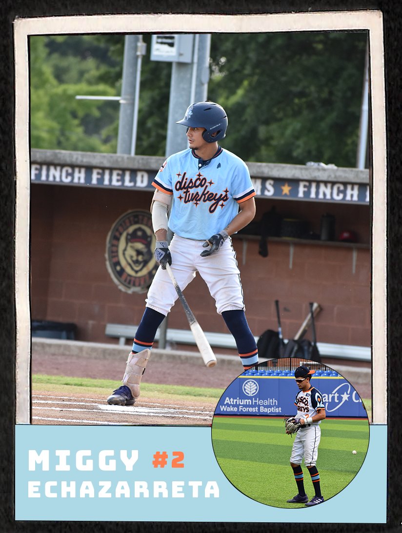Carolina Disco Turkeys (@discoturkeys) on Twitter photo Miggy Echazarreta was our peskiest hitter in 2022!
<a href="/miguelechazarr1/">miguel echazarreta</a> led the DTs in walks (22) and on-base percentage (.467) and was always a threat on the base paths. We're looking forward to him wreaking havoc on behalf of <a href="/HPUBaseball/">High Point Baseball</a> in the upcoming season Miggy Echazarreta was our peskiest hitter in 2022!
<a href="/miguelechazarr1/">miguel echazarreta</a> led the DTs in walks (22) and on-base percentage (.467) and was always a threat on the base paths. We're looking forward to him wreaking havoc on behalf of <a href="/HPUBaseball/">High Point Baseball</a> in the upcoming season