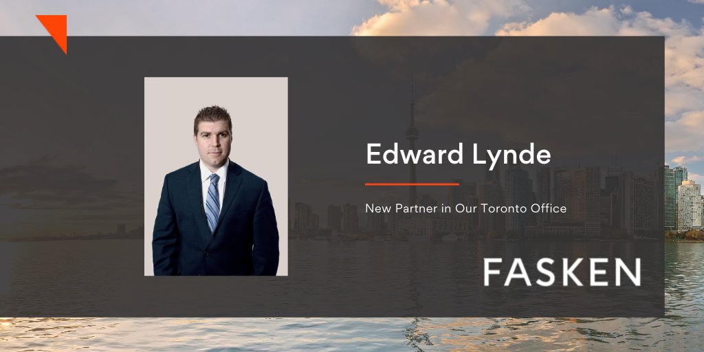 Please join us in welcoming our newest partner, Edward Lynde, to the #Litigation and Dispute Resolution group in our Toronto office. Edward’s practice focuses on construction and infrastructure law. Meet Edward: bit.ly/3Axjvar #Fasken #TeamFasken #ConstructionLaw