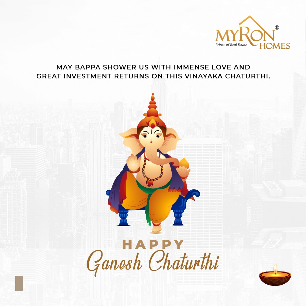 On this occasion of Ganesh Chaturthi, Myron Homes Wishes Lord Ganapati visits your home with bags full of happiness, prosperity, and peace.
#happyganeshchaturthi #vinayakachavithi #ganesh #Realestateinhyderabad #myronhomes #ganeshchaturthi #ganpati #bappa #ganpatibappamorya