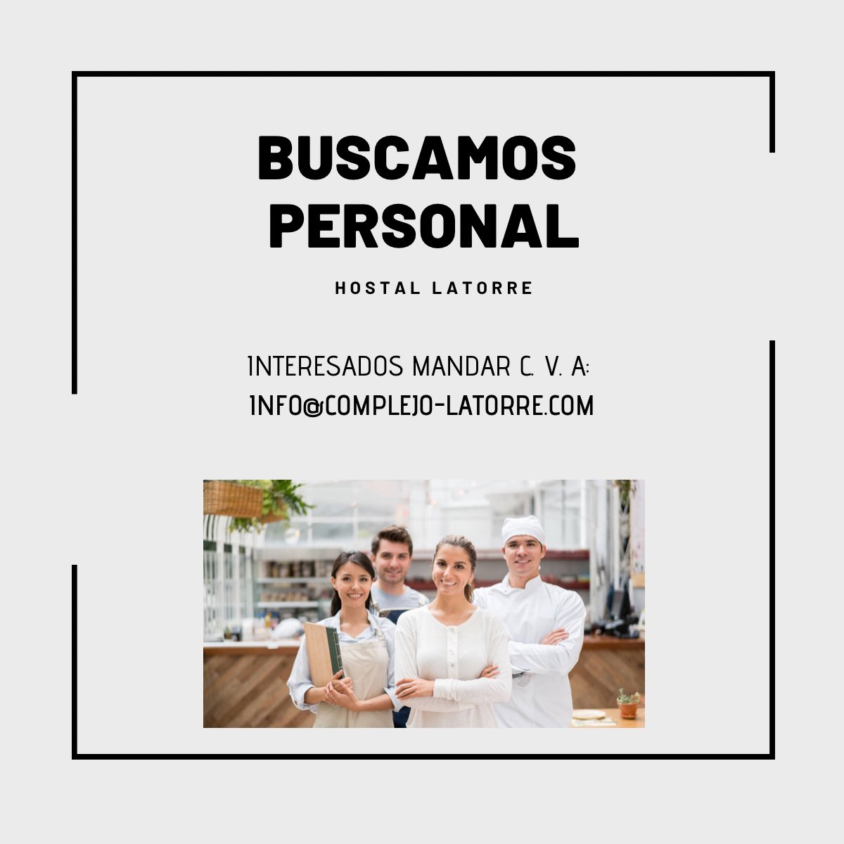 hostal_latorre's tweet photo. 🔔¿Buscas trabajo? 🔔

Si estas interesado/a en trabajar en hostelería manda tu curriculum 📝.

📩 Info@complejo-latorre.com

#hostallatorre #empleo #navarra #hostelerianavarra #liedena https://t.co/vGBEubYSve