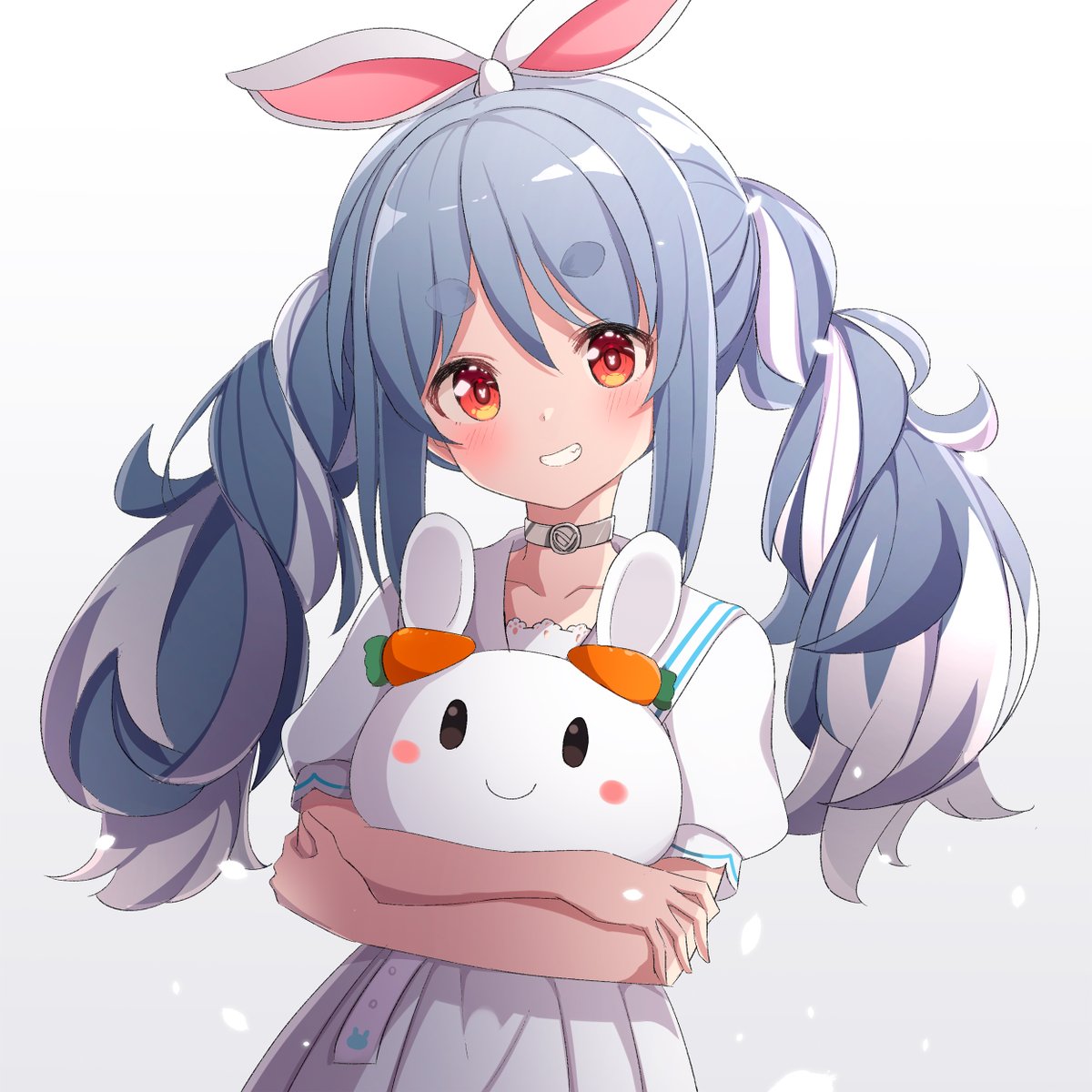 usada pekora 1girl long hair smile animal ears blue hair twintails rabbit ears  illustration images