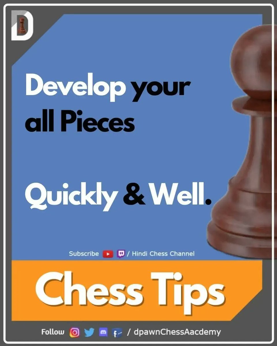 dpawnchess's tweet photo. Chess Tips😎 | ⏩Swipe
Opening Tips.
Follow for more !
#development #chessdevelopment #chessTips #tips
@HindiChess @pawandodeja https://t.co/hyvoW9DZY9