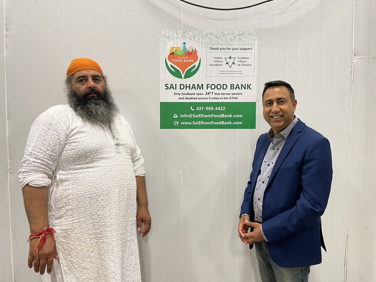 DeepakAnandMPP's tweet photo. It is always heartwarming to witness community partners like @SaiDhamCanada doing their part to end hunger in local communities and around. Thank you @ONTrillium for supporting our local organizations to carry their mission to support vulnerable. #workingTogether to bring smiles. https://t.co/5hU9UNiQh3