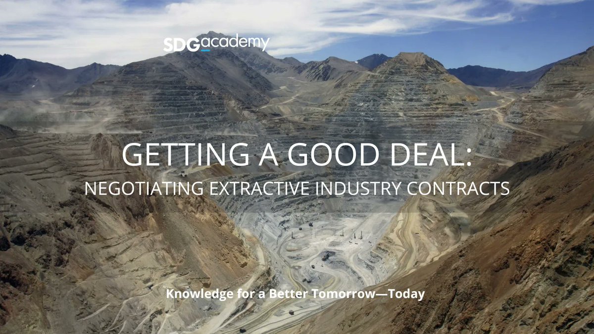 SDG_Academy's tweet photo. Much of the work of #negotiations happen before anyone sits down at the table. Be prepared to get a good deal in the @SDG_Academy’s course on negotiating #extractive industry contracts. #NegotiateBetter. 👉 https://t.co/2D6naAenPA https://t.co/8pAjgh7Leb