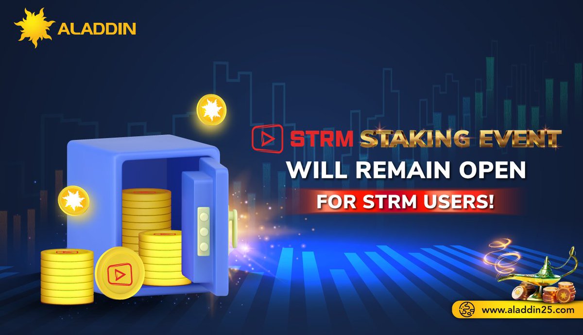 aladdinxchange's tweet photo. Good news!🤩Due to an overwhelming response, The #STRMStaking Event from August 17 will remain open! You are free to enjoy the #rewards as long as the event is available.
Start #Staking: https://t.co/I20wtLAaUp
Stay tuned for further updates!
#AladdinExchange #CryptoExchange https://t.co/fn0GMYGP5p
