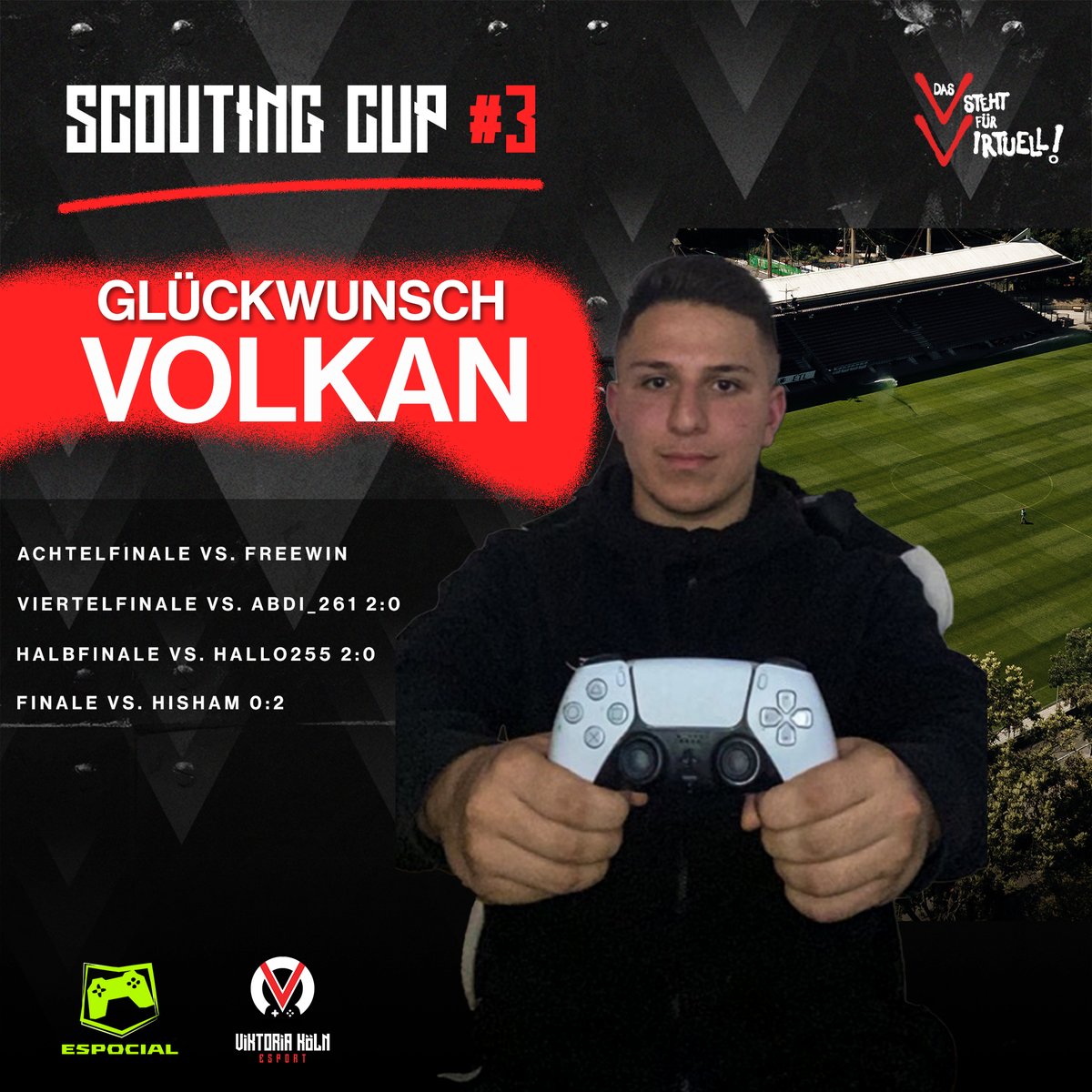 viktoriaesport's tweet photo. Die Gewinner des 3. Scouting-Events sind Hisham &amp; @Volki32_ 🏆🏆🏆

GGs &amp; Glückwunsch, Jungs! Wir sehen uns auf dem Live-Event. 🤜🤛

@viktoria1904 | #Viktoria | #eVussball | #vstehtfürvirtuell | #esport https://t.co/RSOmVgOLyz