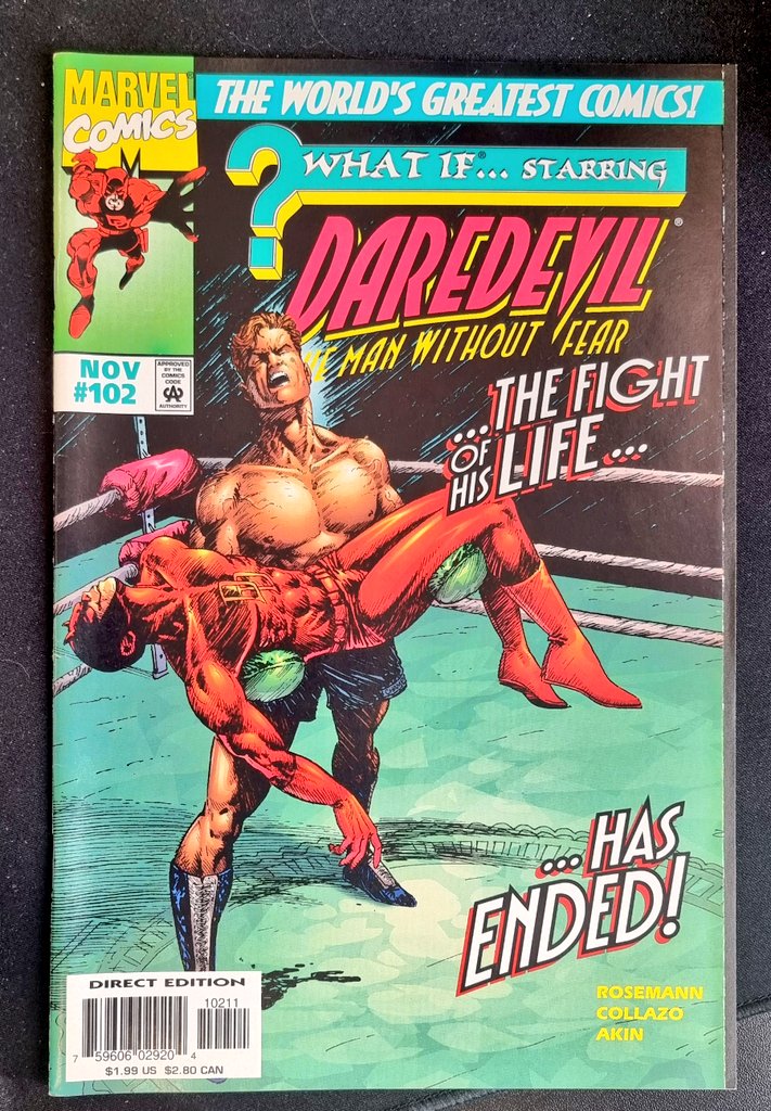 wowcomixretail's tweet photo. THE FIGHT OF HIS LIFE HAS ENDED!
Today's lunch break read is What If #102 Starring #Daredevil #276 from Bill Roseman and Hector Collazo! 👌
#lunchtimecomic #onthedesk #comic #Marvel #LunchBreak #marvelcomic #DD #comicart #currentlyreading #coverart https://t.co/hs8KM9U9kP