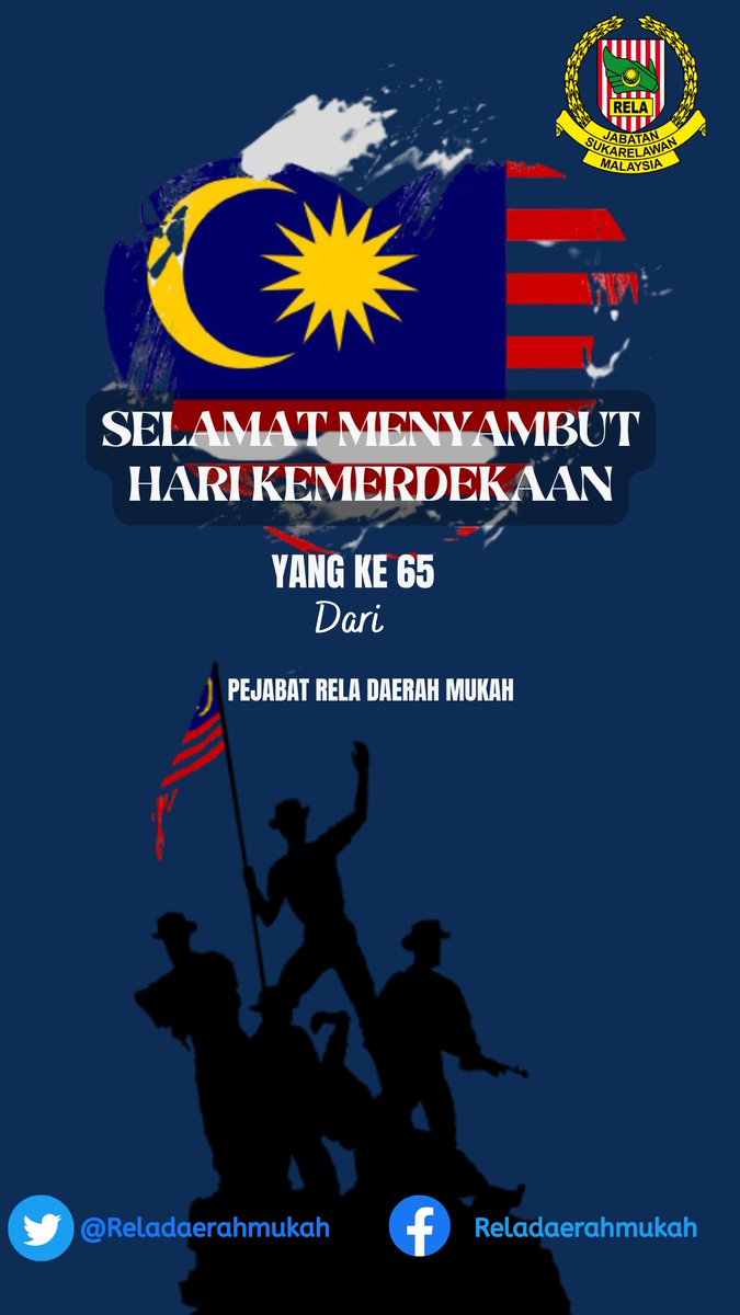 RELADAERAHMUKAH's tweet photo. SELAMAT MENYAMBUT HARI KEBANGSAAN 2022

#relamukah
#relamukahnegerisarawak
#relamalaysia
#jubliemasrela
#SetiaBerbakti 

RELA Negeri Sarawak https://t.co/BTLFfWVvDU