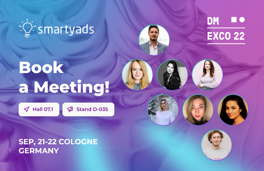 SmartyAds's tweet photo. #DMEXCO22, the Digital Marketing Exposition &amp; Conference 2022, is just around the corner! Meet us at the venue or book a meeting with us now at events@smartyads.com #dmexco #smartyads https://t.co/DbL1KVG3Hg
