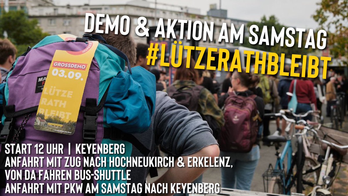 Samstag ist wieder Demo-Tag #LützerathBleibt 📣 Anreiseinfos unter luetzerathlebt.info/demo 🚌