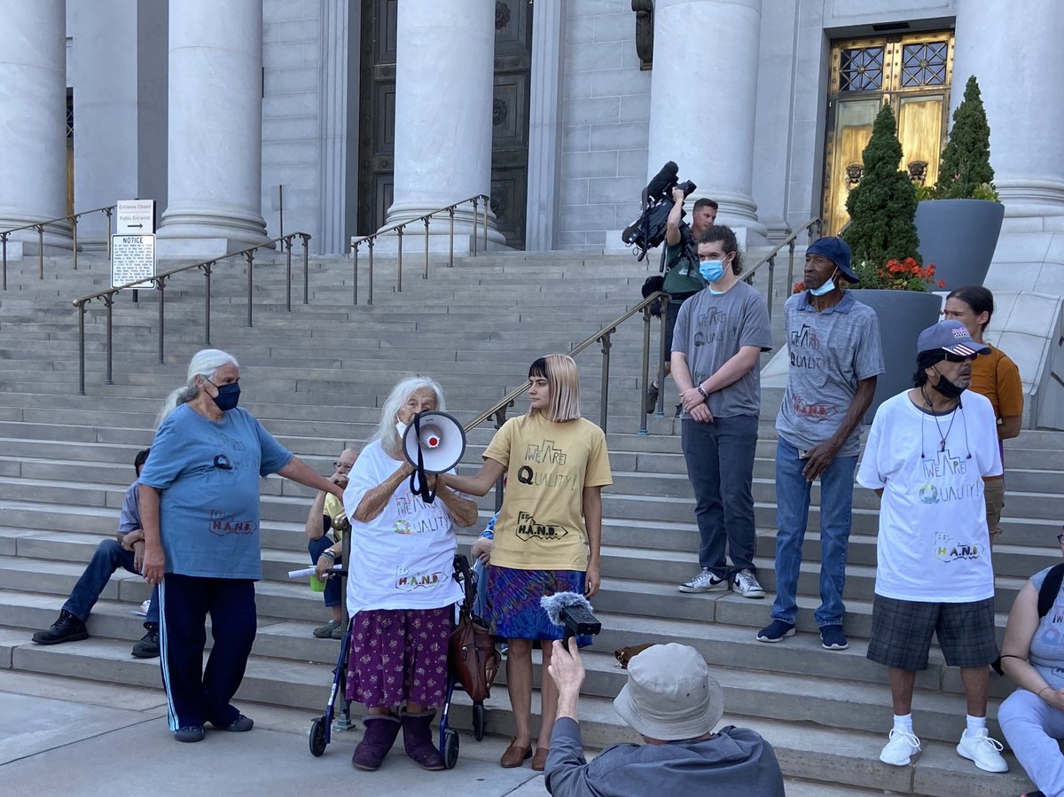 shoffman239's tweet photo. Quality Inn residents spoke out during a press conference after city council public comment yesterday. It was powerful. What does it say about us as a city and community when we are so willing to disregard some of the most vulnerable people among us? https://t.co/pG5CR9KSq7