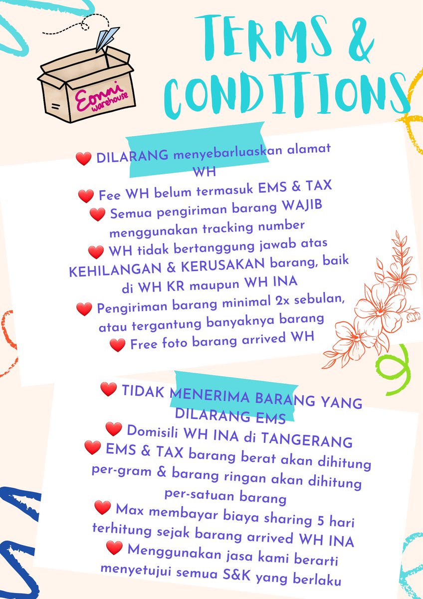 eon_wh's tweet image. 📦 WAREHOUSE KOREA 📦

📍Tangerang
✅ Trusted
✅ Sharing EMS
✅ Free foto arrived WH (di unbox)
✅ Unlimited tracking &amp;amp; weight