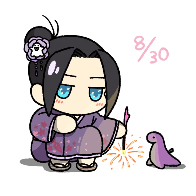 > レイスが手持ち花火してる様子 お題箱ありがとうございました!今年はまだ花火見れていません… 