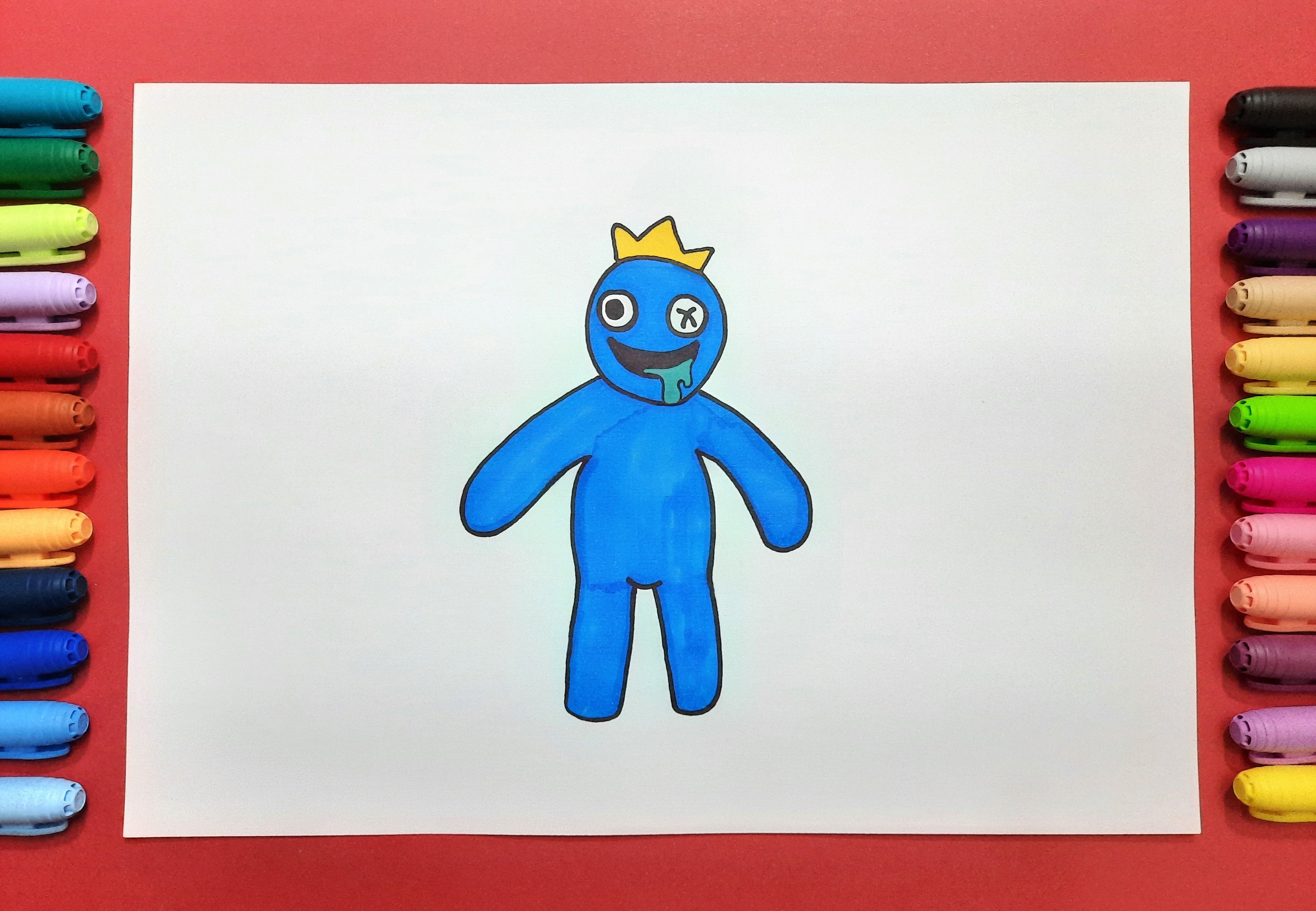 How to draw BLUE Chasing Me (Roblox Rainbow Friends) 