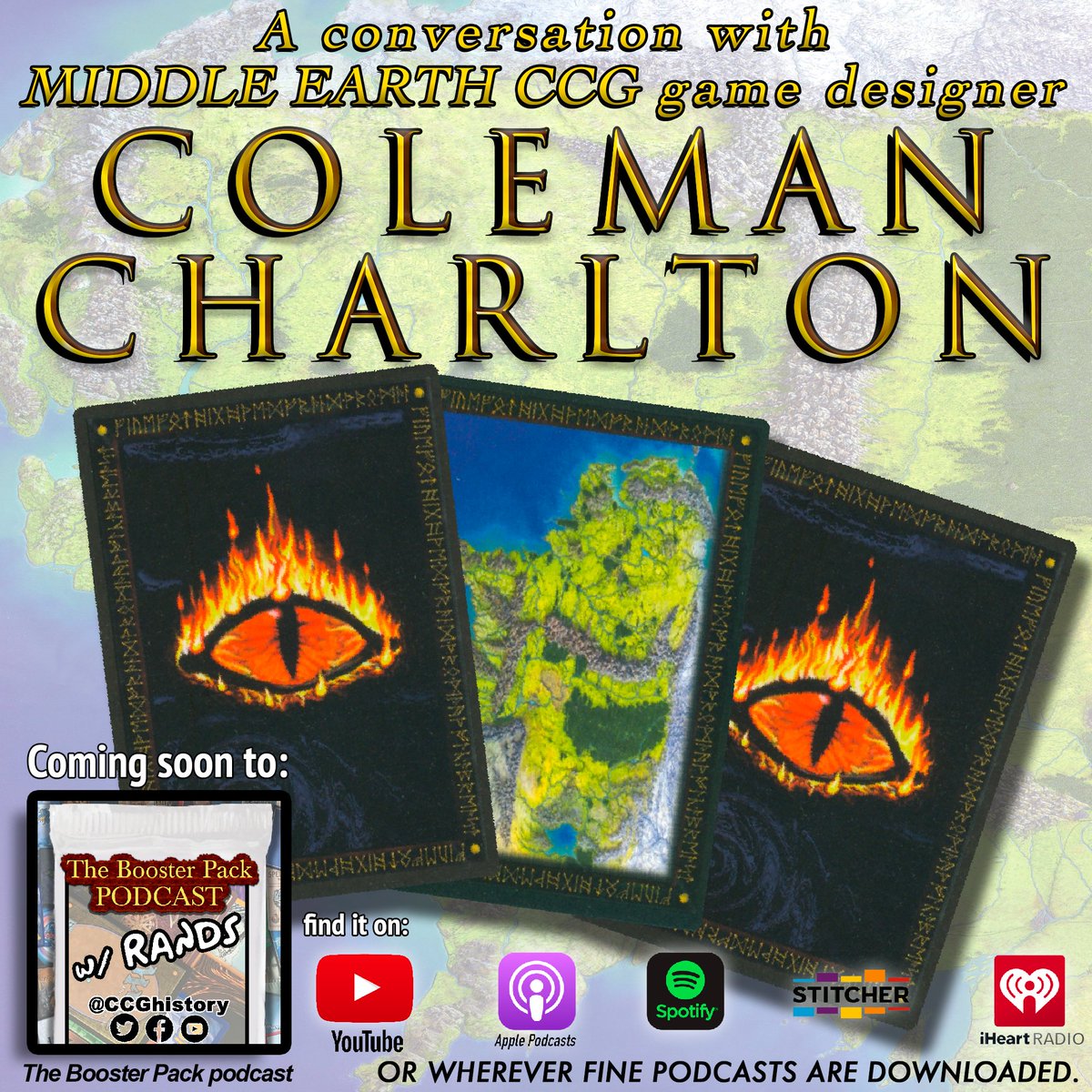 CCGHistory's tweet photo. An upcoming ep of #TheBoosterPack will feature designer veteran Coleman Charlton!
We'll discuss his legendary career & his time as designing MECCG.
If you've any Qs about that CCGs history or design (or even MERP), let me know here or via DM & we'll see if we can get an answer! https://t.co/PpmGkUq8ZQ