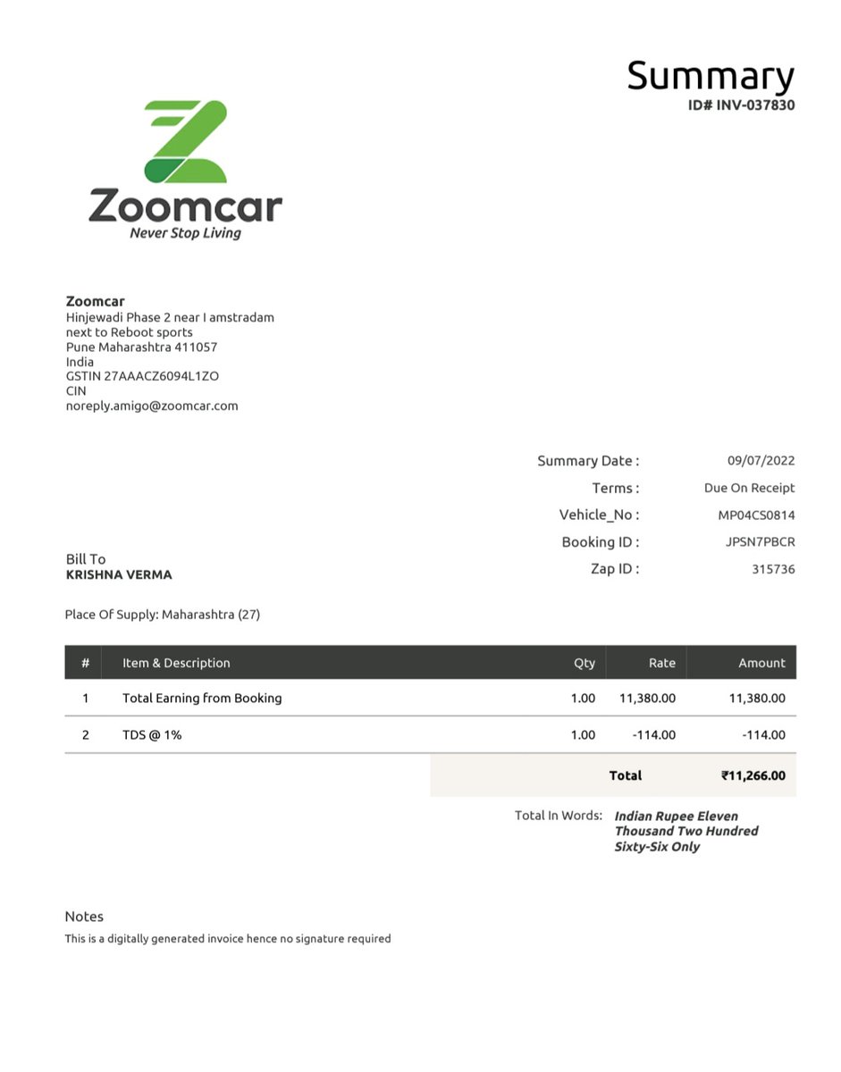 nitstudio's tweet photo. @Zoomcar_India @morang This is regarding the booking JPSN7PBCR. I am not satisfied with the statement generated. The car was out for the 11 days &amp; you are paying 11k means 1k per day? On what basis have you calculated the payout please provide breakdown. PFA SS of fresh statement https://t.co/aCTo5RpaqB