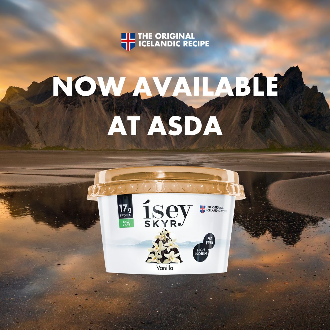 You can now find Ísey Skyr, one of Iceland‘s secret to healthy living at Asda in three different flavours. Hight in protein? Yes, naturally fat free? Yes, Beyond creamy? Absolutely. Live like and Icelander and grab a cup of Ísey Skyr at the next Asda store.