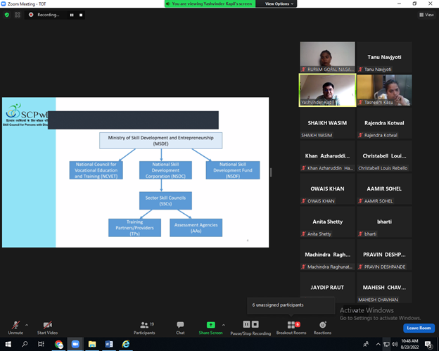 SCPwD's tweet photo. Ongoing Batch of Training of Trainers being conducted online for Maharashtra State by Skill Council for Persons with Disability.
#ToTbatche #ToTbatcheinMaharashtra #skillindia #skillforlife #skillcouncil #scpwd #Skill4All https://t.co/eCCSJ7BRRv
