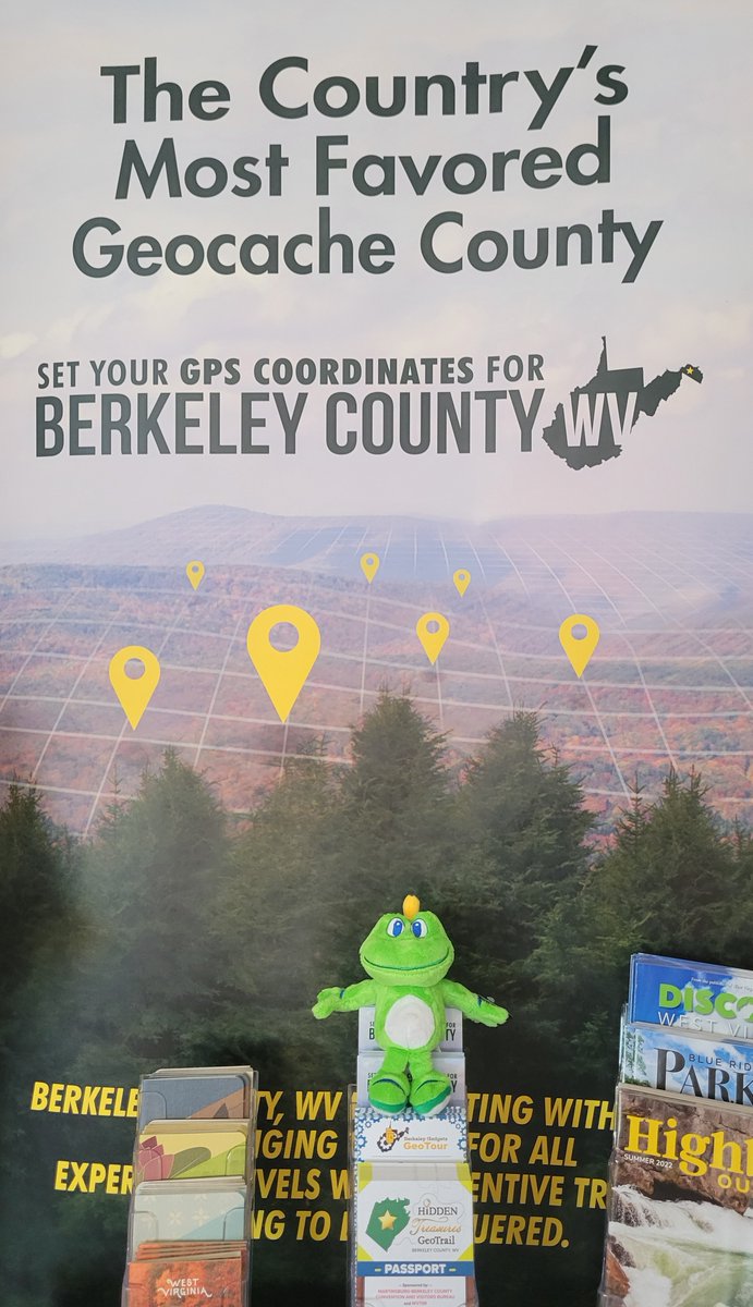 martinsburg_wv's tweet photo. Did you know that Berkeley County, WV is the country's most favored Geocache County and that there is an awesome Geotour here? Signal the Frog plans to visit as many caches as possible in the county.
#signalthefrog #geocaching #wvtim #caching #visitmartinsburgwv #berkeleycountywv https://t.co/kbmbMYIITX