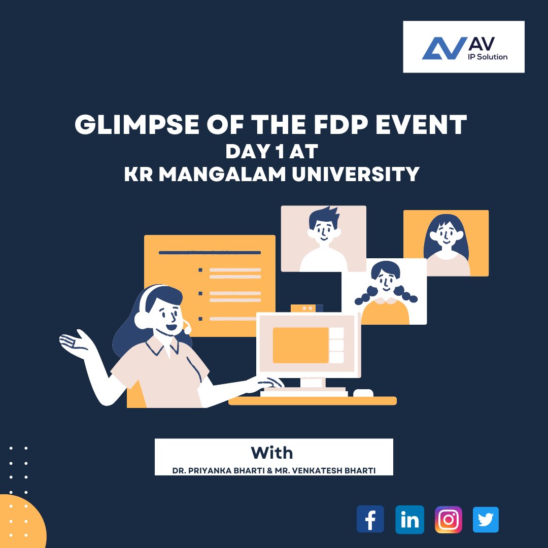 AVIPSolution's tweet photo. Faculty Development Programme" on INTELLECTUAL
PROPERTY RIGHTS, our niche during 6 days FDP on Patents &amp; Designs Process organized by Kr Mangalam University Gurugram with Av IP Solution.
#education #patent #design #legal #workshop #seminar #lawyer #attorney #krmangalamuniversity https://t.co/zFhhzMTjsK