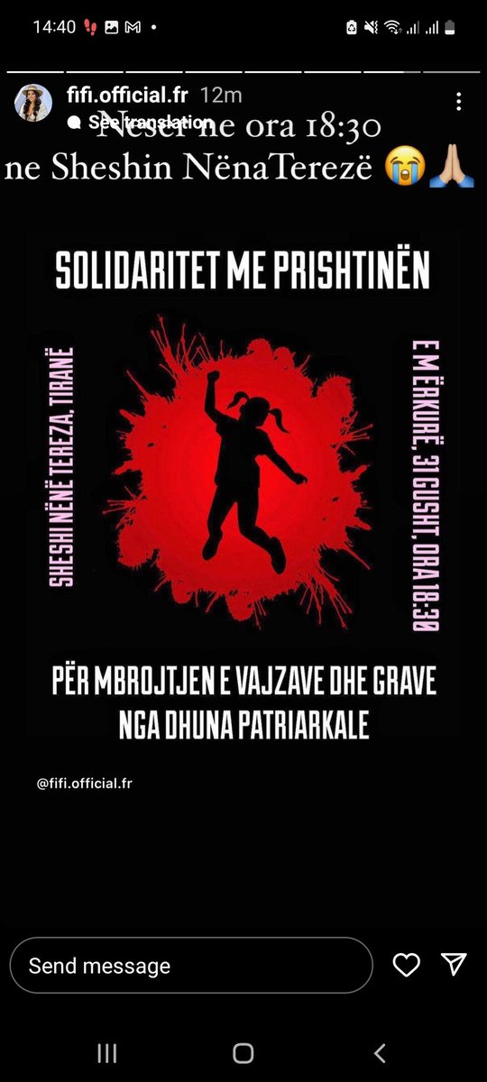 Xheni_Karaj's tweet photo. Nesër, e mërkurë, 31 gusht, ora 18:30, mblidhemi te sheshi Nënë Tereza në Tiranë, për të protestuar në solidaritet me Prishtinën, kundër dhunës patriarkale. 

Ngjarja e rëndë ku një vajzë 11-vjeçare është përdhunuar nga 5 burra në Prishtinë na ka lënduar tejmase. https://t.co/AHspgL3OKM