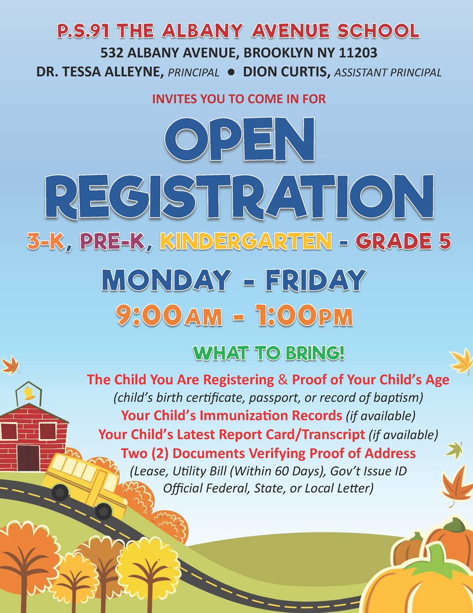 17K091's tweet photo. We’re open for registration! For more information on what we our school community offers check out out virtual tour! https://t.co/BMNjUJUGNI #district17 #elementryschool #nycpublicschool #3K #PreK #Kindergarten https://t.co/Snh9d0PAcD