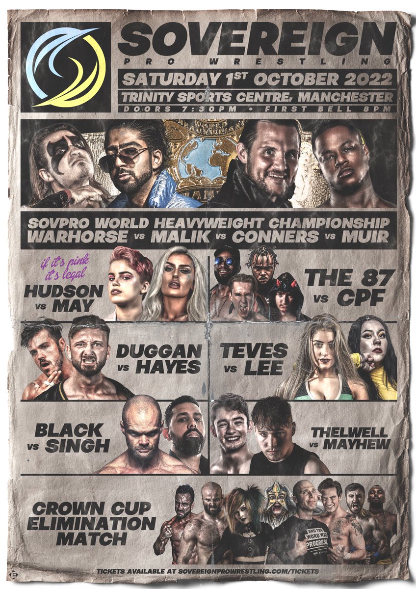 1st of October, we start a new legacy in Pro -Wrestling..

But what we’re doing isn’t a Revolution…

It’s a reinstatement, it’s a resuscitation, its a reintroduction to the wrestling I fell in love with…

and it all starts here.. 

Be in that room.

sovereignprowrestling.com/tickets