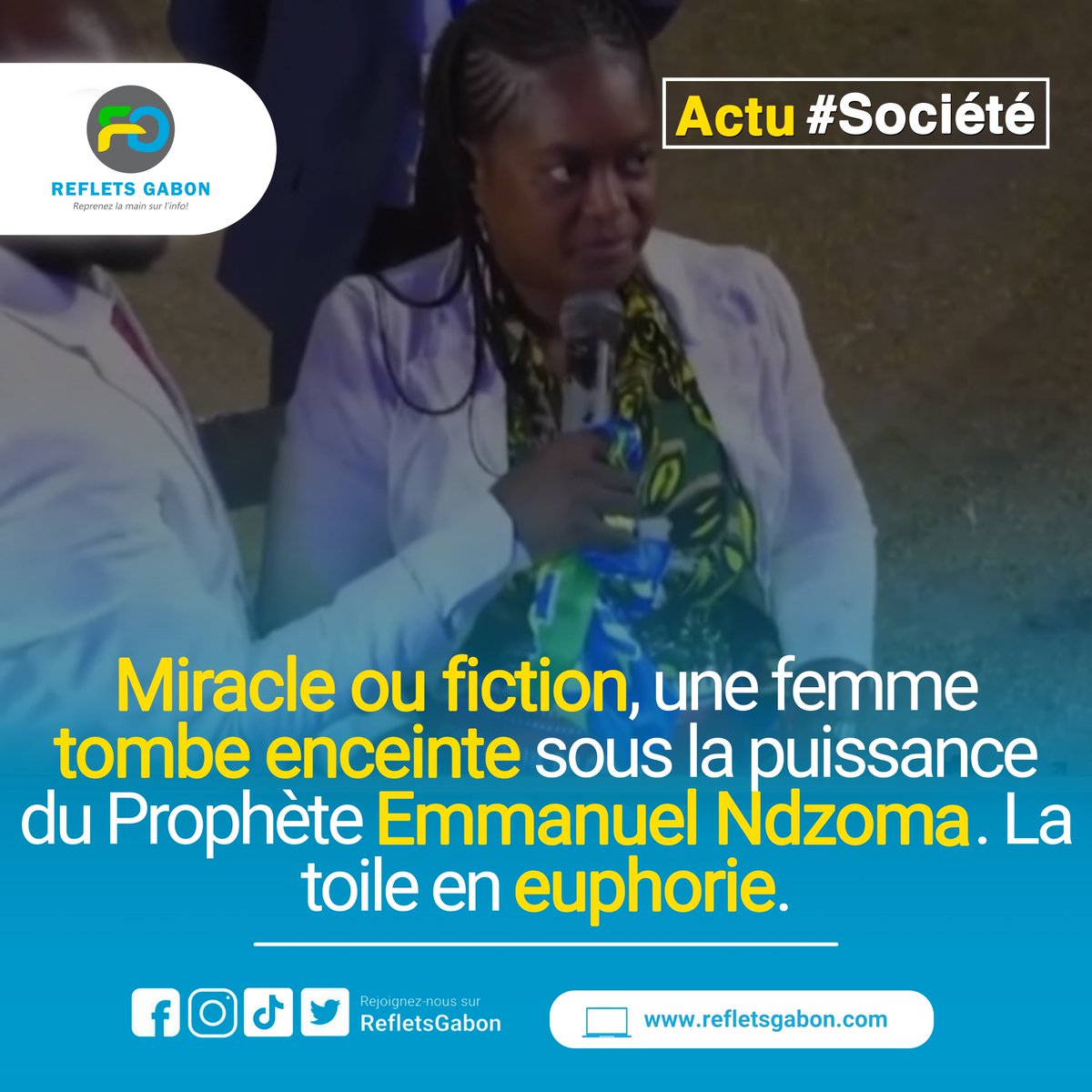RefletsGabon's tweet photo. [Actu Société]- Durant un direct fait pendant sa croisade au stade d'Idriss Ngari, le prophète Emmanuel Ndzoma aurait miraculeusement mis dans le ventre d'une femme stérile un bébé de 12 semaines (3 mois).
#Gabon #refletsgabon #Société #miracle #fiction #emmanuelndzoma https://t.co/cHvIfQoYrs
