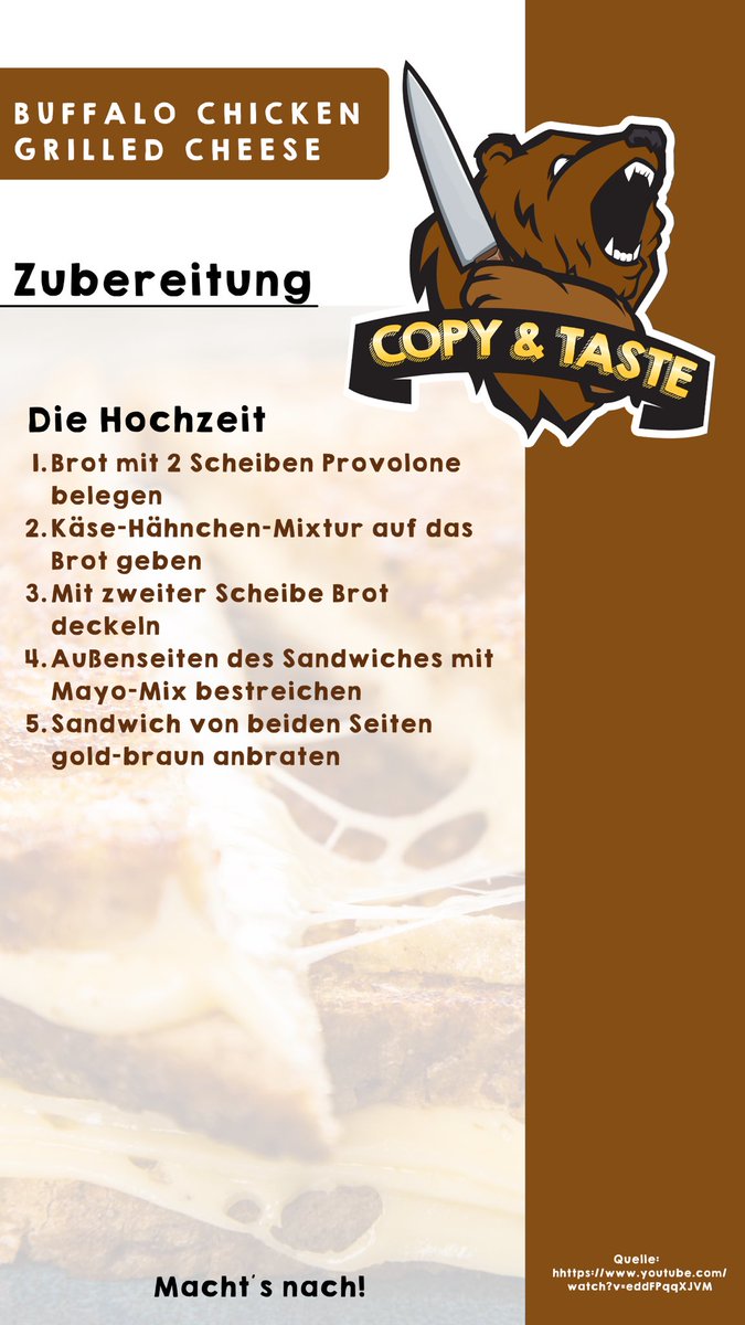 Doktor_Froid's tweet photo. Heute haben wir gemeinsam mit @Katazuri_ das berühmte Buffalo Chicken Grilled Cheese aus Toy Story nachgemacht! 🔥🧀 https://t.co/hegMzXRkVv