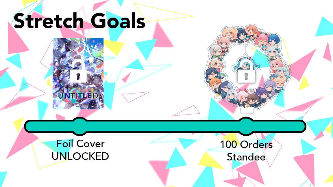 Untitled_Zine's tweet photo. ⭐️🔓STRECH GOAL UNLOCKED!🔓⭐️

WE DID IT! 🎉
We passed 100 preorders of Untitled! Every eligible order will now receive Paku's standee featuring every group and miku! https://t.co/tfvcjPU5WD