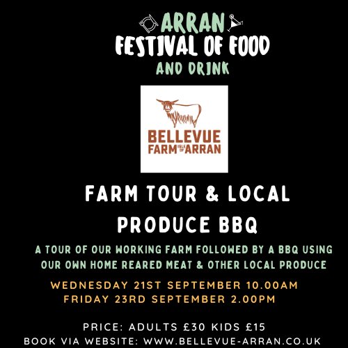 bellevuefarmco1's tweet photo. As part of the “Festival of Food” we’re excited to offer a tour of our working farm followed by a bbq using our own home reared produce! Hope you can make it!!😊🍔🥩🥗
#ScotFoodAmbassador #wearearran #bellevuearran #arran #visitarran #localproduce #homereared #farmtours https://t.co/kOPdPpFp45
