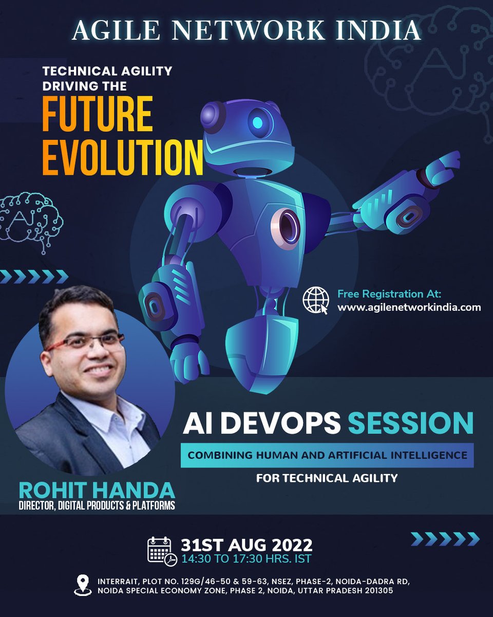 handarohit1980's tweet image. Speaker session with Agile Network India. Join me at session on revolving agile practices powered by Artificial Intelligence!!  ⁦@AgileNetwork_in⁩ #Agiledevops #technicalagility #artificialintelligence