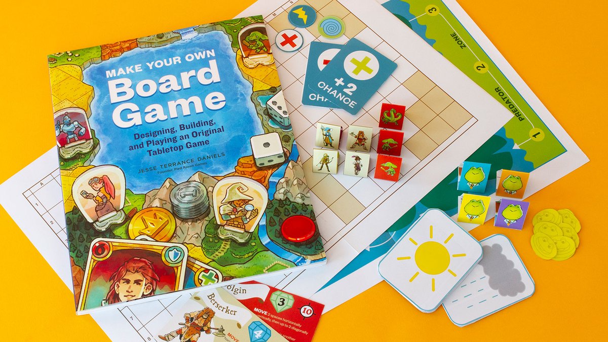MAKE YOUR OWN BOARD GAME is here! Designing your own unique tabletop game is a creative and rewarding experience with this lively guide by award-winning game designer Jesse Terrance Daniels (<a href="/PiedRavenGames/">Pied Raven Games</a>). Details here: storey.com/books/make-you… #BookBirthday