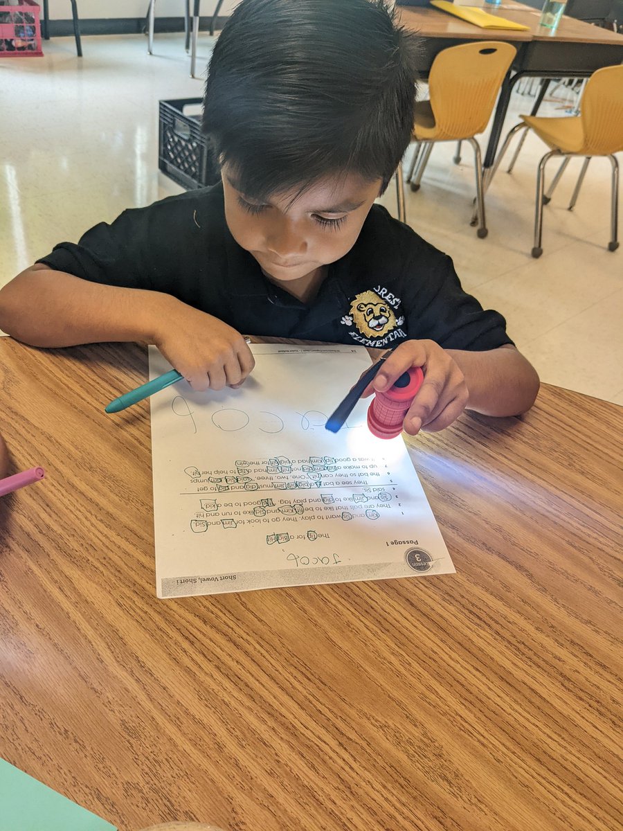 librarylifesja's tweet photo. Using flashlights to find out phonics skills in text. This friend is searching for Short I. @JenniferOkiyama @RashidaCaffey @LFLions https://t.co/JgKSYx7idh