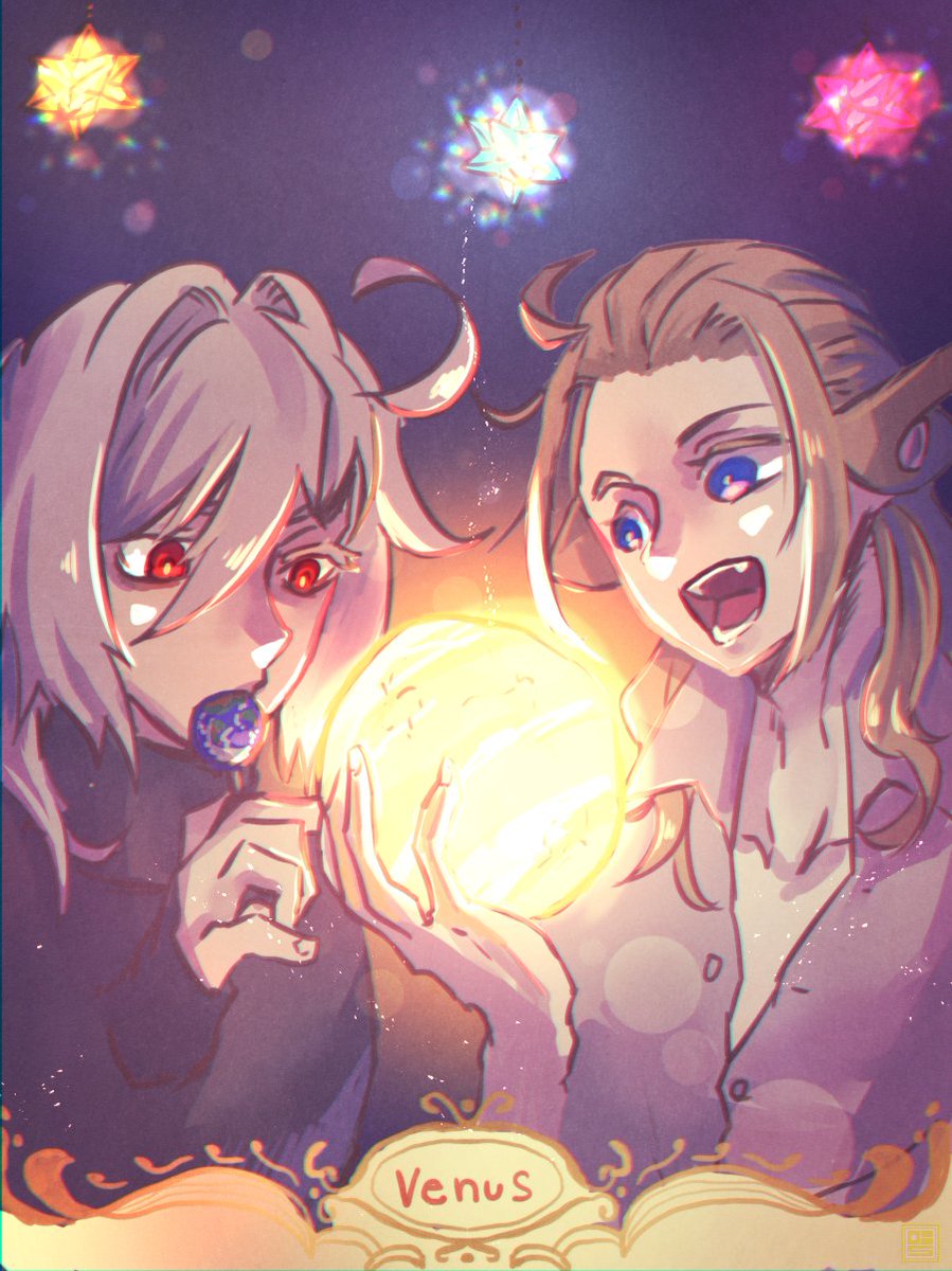 「ワンドロで描いた時のアマデとさりぴ 」|UNZのイラスト