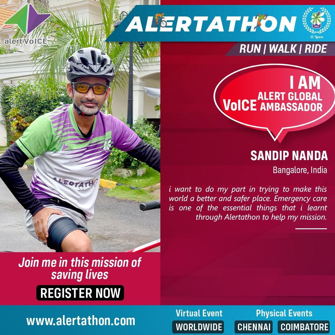 alertngo's tweet photo. We are extremely happy to welcome Sandip Nanda from Bangalore, India, as our Global VoICE Ambassador (GVA).ALERT is grateful to you!
#alertathon #8thedition #ambassador #voiceambassador #alert #contest #contestalert #gva #globalvoiceambassador #ride #run #walk #runtosavelives https://t.co/W4fjCZfWCJ