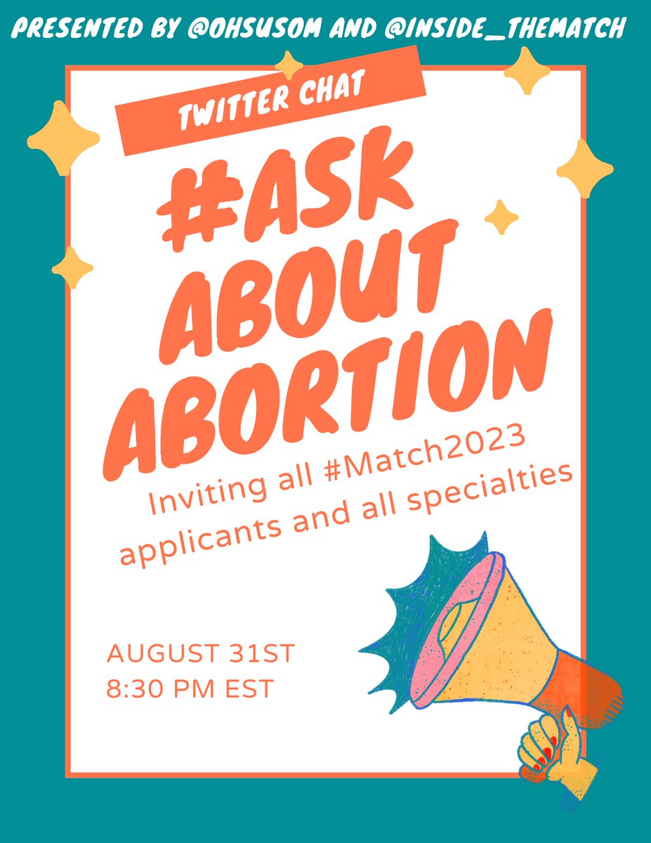 Emergency Medicine is on the forefront of abortion restrictions. Prepare yourself and your teams with strategies for how to #AskAboutAbortion during #Match2023 by tuning into a chat this Wednesday 8/31 at 8:30PM EST. #EMBound #EMResidency