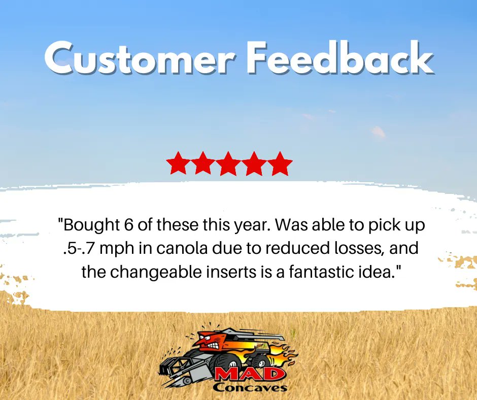 MadConcaves's tweet photo. Thank You to our customers for sharing your thoughts with us on your new concaves. 

We're happy to hear that many of you are enjoying the easy interchangeability! ⭐️⭐️⭐️⭐️⭐️ 
https://t.co/Cem3XZPHGx 

#concaves #AgTech #reduceloss #farming #AgTwitter #aftermarket https://t.co/t8A7HIusyG