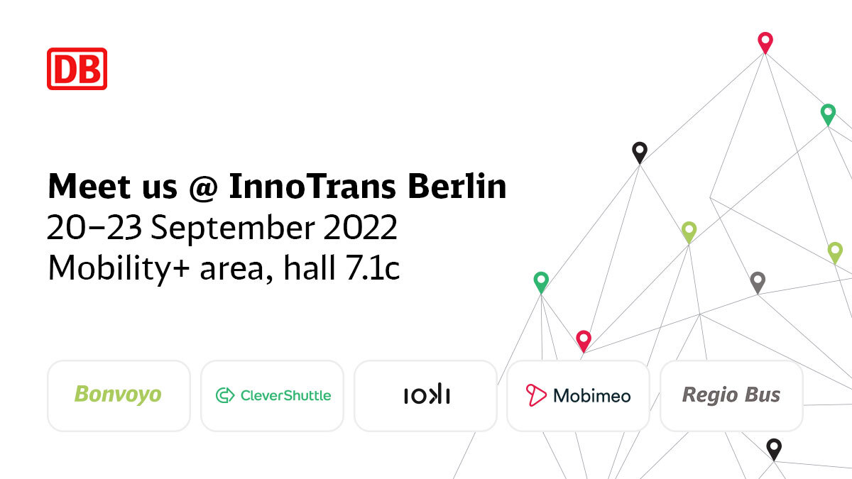 CleverShuttle's tweet photo. Noch 3 Wochen bis zur @InnoTrans 🙌
Schaut an unserem Stand vorbei und lernt mehr über effiziente #OnDemand-Lösungen.
📅 20. – 23.09.22
📍Mobility+ area | Halle 7.1c
👋 #Bonvoyo #DBConnect | @MobimeoMobility | @ioki_mobility | #DBRegioBus https://t.co/DCWXwsefQS