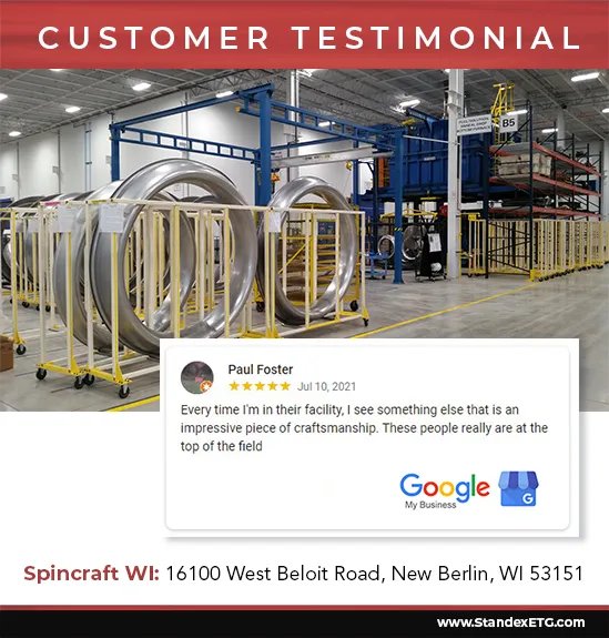 StandexAD's tweet photo. For over 100 years, Spincraft #WI has been utilizing #MetalSpinning & #Forming to solve our customers’ greatest #Manufacturing challenges. https://t.co/OOXrh9zn6m
#Wisconsin #Milwaukee #NewBerlin #WIManufacturing #WIMFG #MFG #MetalWork #GMB #GoogleMyBusiness #CustomerTestimonial https://t.co/CAKuQQRyqI