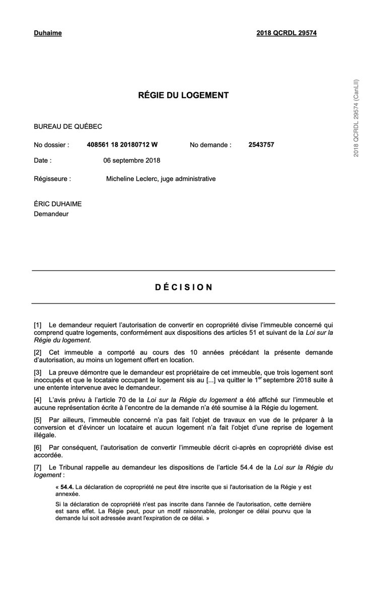 À Québec, Éric Duhaime a acheté un immeuble à 4 logements pour les transformer en condos et les revendre +$. Duhaime a mentionné au Tribunal que 3 logements étaient inoccupés. Or, Radio-Canada a appris qu’il les louait avec Airbnb: ici.radio-canada.ca/nouvelle/11202… #qc2022 #assnat #polqc
