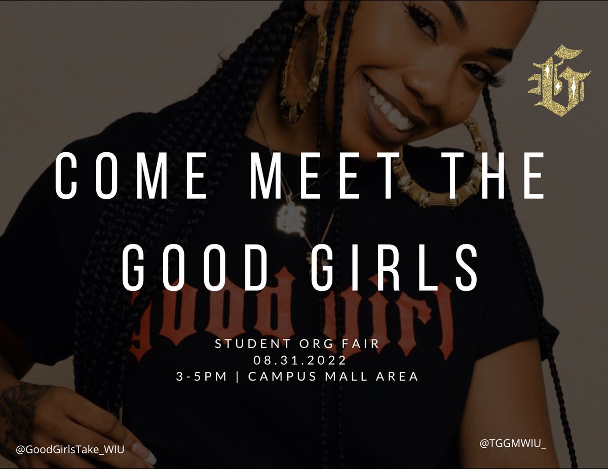 Interested in learning how to become a Good Girl ? Want to learn more about the org + our mission? Come see us at our table this Wednesday ! We can’t wait too see you all✨❤️
