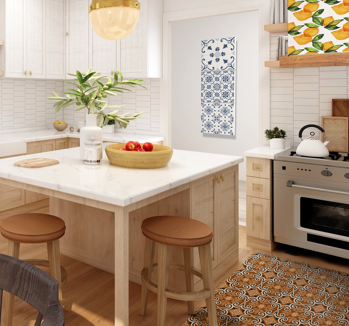 A kitchen with southern style! Discover our new collection! 🍋☀️ 

Canvas: Q5231 - bit.ly/3cCgkGt 
Sticker: A37267 - bit.ly/3zCtmex 
Rug: R11076 - bit.ly/3bBeqpc 

#canvasprint #lemonsticker #fridgedecal #vinylrug #tilemat #tenstickers #stickers