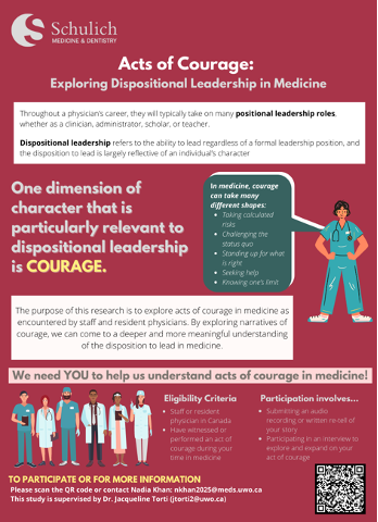 Calling all physicians: We want to hear your story of an act of courage you witnessed or performed in medicine! Follow the link to the survey or QR code: uwo.eu.qualtrics.com/jfe/form/SV_5c… #MedEd #MedTwitter