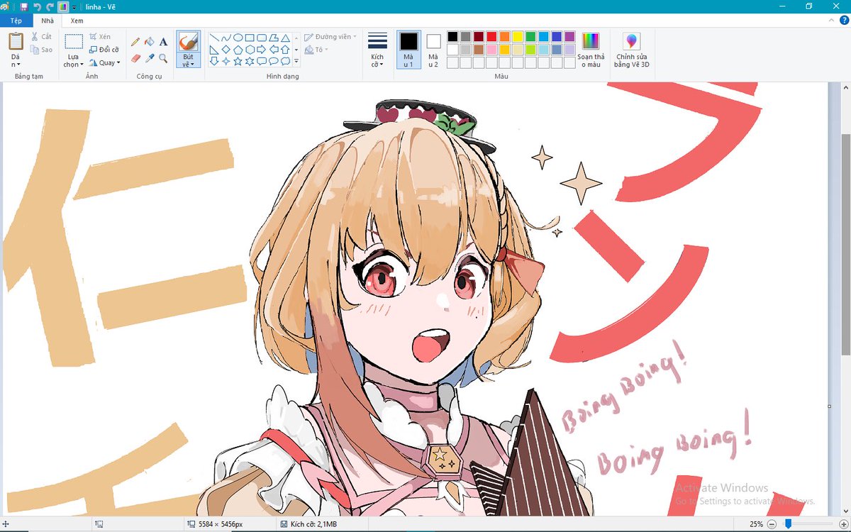 4 short steps to draw an anime girl with Microsoft Paint #Linart