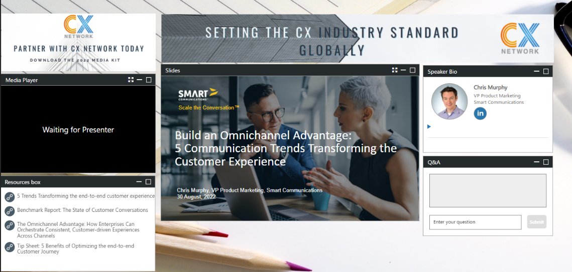 Chris Murphy kicking off the <a href="/CX_Network/">CX Network</a> Omnichannel event with 5 Trends for CX for <a href="/CCMInnovators/">Smart Communications</a> ! #SmartCommunications #CX #omnichannel