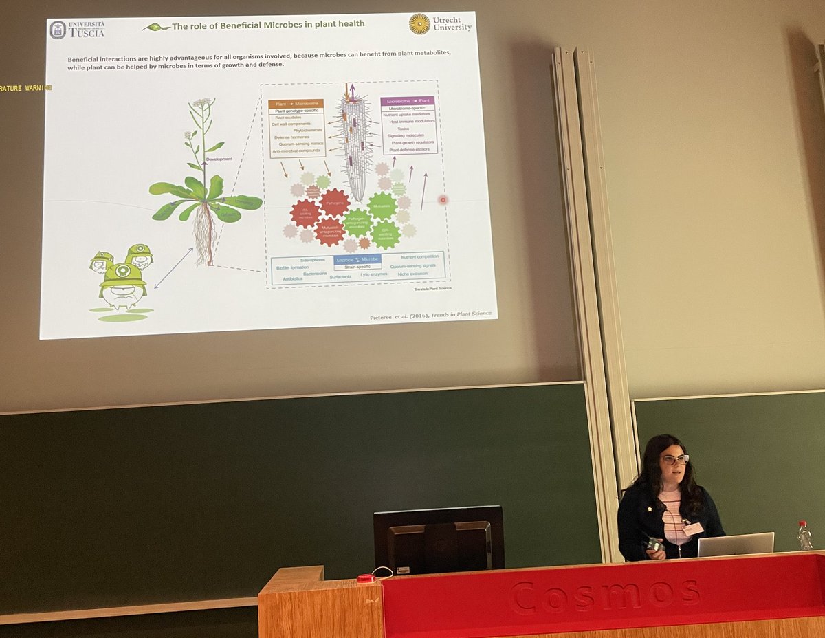 MicrobiomDigest's tweet photo. Next up: Gaia Salvatore Falconieri with "Colonization of tomato plants by the fungus Beauveria bassiana increase plant growth and defense" 
Bb can colonize e.g. tomato plants, and is considered beneficial for the plant. 
#EPSSummerSchool 
@UU_Plants @EPSGradSchool https://t.co/7vOGjZrj9B