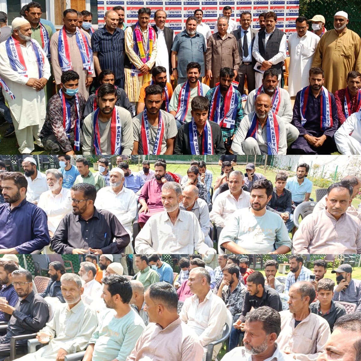 Apnipartyonline's tweet photo. A #realistic and #unambiguous agenda attracts people into JKAP fold:@AltafBukhari01 
 
Says,party will keep striving to ensure J&amp;K #statehood is restored

Several leaders and political activists from #AAP, #NC, #PDP,&amp; #Congress from the #Ganderbal district join JKAP

#ApniParty https://t.co/QYnfbXG1Hf